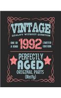 Vintage Quality Without Question One of a Kind 1992 Limited Edition Perfectly Aged Original Parts Mostly: 2019 Planner for Anyone Born in 1992