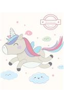 Notebook: Cute unicorn cartoon: Book: Diary, 120 pages, 8" x 10" (Notebook Lined, Blank No Lined)