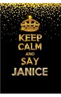 JANICE Golden Keep Calm Notebook Journal Personal Diary Personalized Name 120 pages Lined (6x9 inches) (15x23 cm)