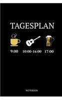 Tagesplan Notebook: Liniertes Notizbuch - Kaffee Gitarre Bier Gitarrist Musiker Geschenk