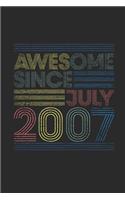 Awesome Since July 2007: Graph Ruled Notebook - Journal for July Birthday Gift Idea