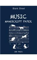 Blank Sheet Music Notebook with cat for guitar with chords