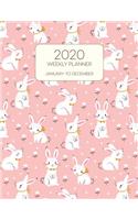 2020 Weekly Planner January to December: Bunny Rabbits - Dated Weekly Planner With To Do Notes & Inspirational Quotes