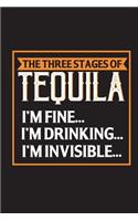 The Three Stages Of Tequila: Funny Journal For Drinking Blank Lined Notebook