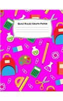 Quad Ruled Graph Paper: Purple 4x4 Quadrille Squared Coordinate Grid Composition Notebook: Practice Organizer: 100 Page Math & Science Exercise Book: Kindergarten, Primary,