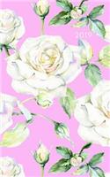 2019: Weekly Pocket Planner 2019 Calendar Organizer Agenda (January to December) Pink White Roses Floral