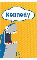 Kennedy: Personalized Shark Handwriting Practice Paper for Kids Notebook 120 Pages 6x9