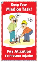 Teachingnest | Mind On Task | English | 33X48 Cm | Accidental Safety Poster | Industrial Safety Posters | Wall Sticking