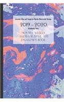 Lavender Blue and Tangerine Marble Watercolor Design 2019 - 2020 Academic Year