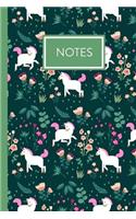 Notes: A Whimsical Sketch-style Unicorn, Cupcakes and Doodle Rainbows Notebook