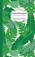 Composition Book: Unique Big Green Leaves Wide Ruled Paper Notebook Journal for Homeschool Office Teacher Adult 7.5 x 9.25 in. 100 Pages