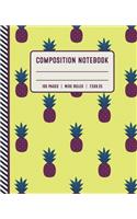 Composition Notebook 100 Pages Wide Ruled 7x5x9.25: Pineapple Pattern 1-Subject School Composition Notebook for Girls, Kids, Women and Teenagers