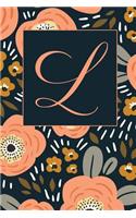 L: Letter L Dotted Matrix Notebook and Planner, Ditzy Flowers, Personalized Bullet Dot Grid Journal Monogram Initial, 6 x 9