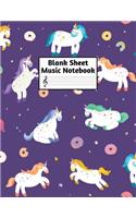 Blank Sheet Music Notebook: Easy Blank Staff Manuscript Book Large 8.5 X 11 Inches Musician Paper Wide 12 Staves Per Page for Piano, Flute, Violin, Guitar, Trumpet, Drums, Cell