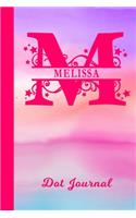 Melissa Dot Journal: Personalized Custom First Name Personal Dotted Bullet Grid Writing Diary - Cute Pink & Purple Watercolor Cover - Daily Journaling for Journalists & 