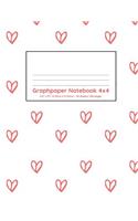 Graphpaper Notebook 4x4: Valentine hearts design 100 pages of graph paper with bigger squares for younger students(11 4x4 Graph Paper for Younger Students)