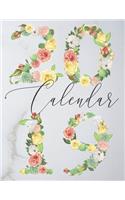 2019 Calendar: Floral Numbers with Inspirational Quotes on White Marble Cover