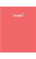 Doodles Journal - Great for Sketching, Doodling or Planning with Coral Cover: 100 Pages, Wide Ruled, 8 x 10 Book, Soft Cover