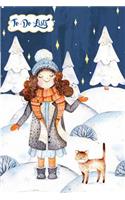 To-Do List Book - Christmas Holiday To Do Lists Journal Notebook Girl & Cat In Snow