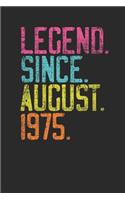 Legend Since August 1975: Graph Paper Notebook - 44th Birthday Gift or 44th Anniversary Gift Idea
