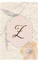 Z: Beautiful Flower Journal, Monogram Initial Letter Z Lined Diary Notebook