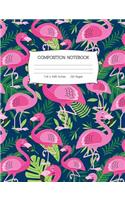 Composition Notebook: Let's Flamingle College Ruled Blank Journal
