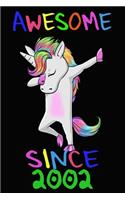 Awesome Since 2002 Unicorn Dab Notebook gift: 22 x 9 inch, 120 Page Blank Lined Paperback