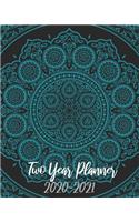 2020-2021 Two Year Planner: Blue Mandala, 24 Months Planner Calendar January 2020 to December 2021 Track And To Do List Schedule Agenda Organizer With Holidays and inspirationa