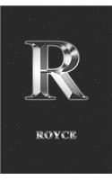 Royce: Journal Diary - Personalized First Name Personal Writing - Letter R Initial Custom Black Galaxy Universe Stars Silver Effect Cover - Daily Diaries f