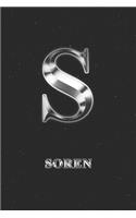 Soren: Journal Diary - Personalized First Name Personal Writing - Letter S Initial Custom Black Galaxy Universe Stars Silver Effect Cover - Daily Diaries f