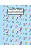 Mermaids Composition Notebook: Mermaid Gifts: Paperback Blank Wide Ruled Lined Paper Journal for School: 8.5" x 11"