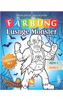 Lustige Monster - 2 bücher in 1 - (Band 3 + Band 4): Malbuch für Kinder - 50 Farbabbildungen