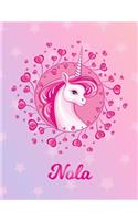 Nola: Unicorn Sheet Music Note Manuscript Notebook Paper - Magical Horse Personalized Letter N Initial Custom First Name Cover - Musician Composer Instrum