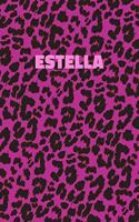 Estella: Personalized Pink Leopard Print Notebook (Animal Skin Pattern). College Ruled (Lined) Journal for Notes, Diary, Journaling. Wild Cat Theme Design wi