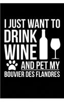 I just want to drink wine and pet my Bouvier des Flandres dog mom dog dad Wine lover Journal Notebook