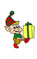 Christmas Elf Carries Holiday Gift School Comp Book 130 Pages: (Notebook, Diary, Blank Book)