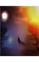 Notebook: 8.5 X 11 202 Lined Pages Landscape Day Night Sun Moon Wolf Contrast Notebook
