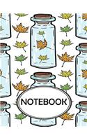 Notebook: Dot-Grid, Graph, Lined, Blank Paper: Leaves in a bottle: notebook journal, notebook marble, notebook paper, diary, 8.5" x 11", 110 pages