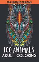 100 Animals Adult Coloring Book