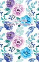 2020-2021 Weekly Pocket Planner: Two-Year Weekly Pocket 2 Year Planner, Calendar. From January 2020 to December 2021, is perfect for everyday use. Purple & Blue Flowers Cover Design