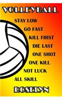 Volleyball Stay Low Go Fast Kill First Die Last One Shot One Kill Not Luck All Skill Roselyn: College Ruled Composition Book