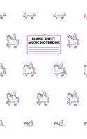 Blank Sheet Music Notebook: Cute Unicorn Matte Cover Design with 110 Pages White Paper Interior for Musician Students and Professionals Playing Piano, Ukelele, Mandolin and oth