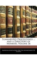 Summarized Proceedings ... and a Directory of Members, Volume 36