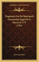 Programma Van Het Bataviaasch Genootschap Opgericht Te Batavia In 1778 (1783)