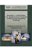 Bevington V. United States U.S. Supreme Court Transcript of Record with Supporting Pleadings
