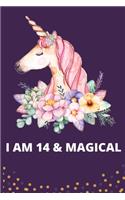 I am 14 & magical-: A Journal and Sketchbook Gift for 14 Year Old, Lined Journal for a Funny 14th Birthday Gift for Girls.