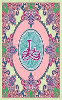 Journal Notebook Initial Letter "L" Monogram: Fun, Decorative Wide-Ruled Diary. Featuring a Unique Pink and Teal Design with Pistachio Green Background. Ovals frame wild flowers and a dark pink (12 Journal 8.5x11 Pink Teal Scroll Frame Wildflowers Initial Letter Monogram)