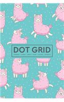 Dot Grid Notebook - Journal- Libreta - Cahier - Taccuino - Notizbuch: 110 Dotted Pages of Bullets for Journaling, Note Taking or to Create Your Own Planner, Organizer or Diary: Pink Llamas on Blue 050-2