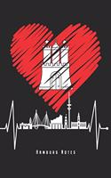 Hamburg Notes: Hamburg Skyline Notizbuch Für Echte Hamburger Mit Herzschlag Planer Tagebuch Schreibheft (Punktraster / Dot Grid, 120 Seiten, 15,2 x 22.9 cm, 6" x 9