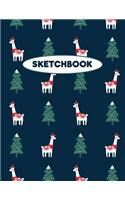 Llama Sketchbook: Christmas Llama Pattern: 120 Pages of 8.5" X 11" Blank Paper for Drawing, Sketching and Doodling